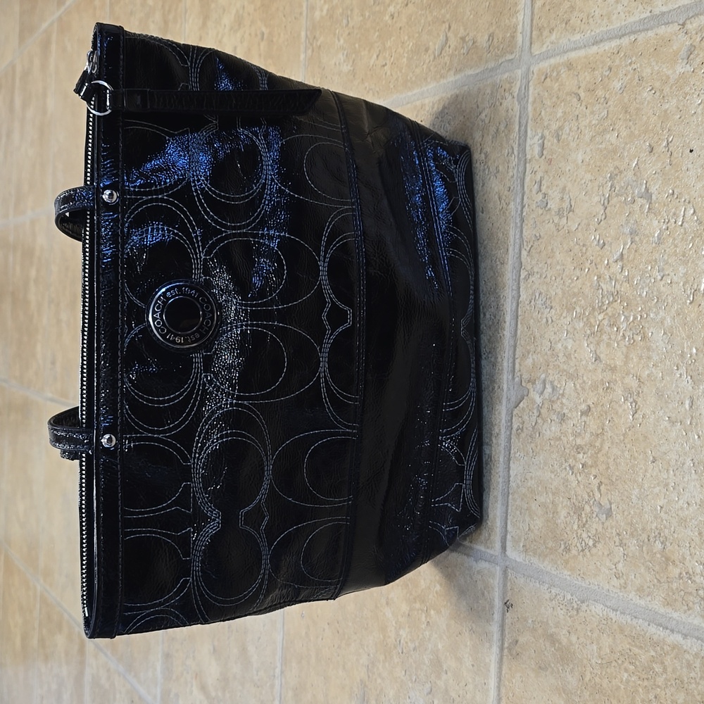 Coach Patent Leather Stitched Tote